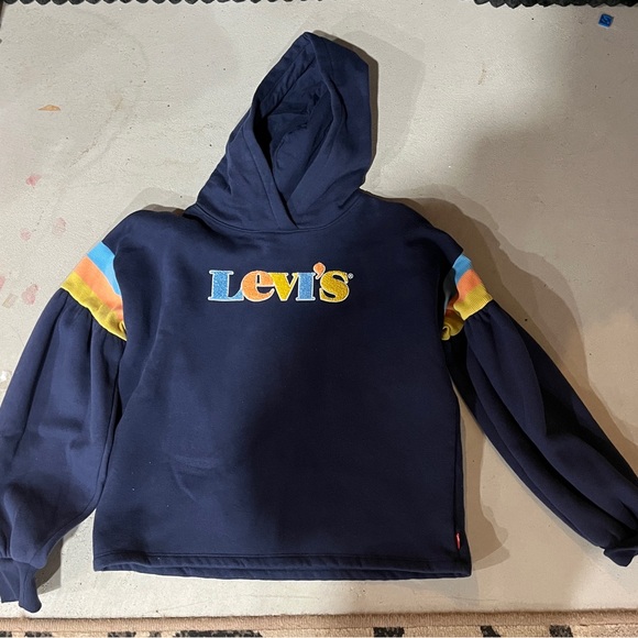 Levi's Kids Navy Hoodie with Multicolor Sleeve Stripes - Picture 2 of 4